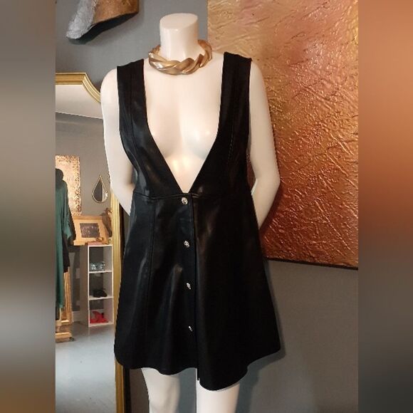 NWOT Zara Faux Leather Pinafore Dress - Picture 3 of 12